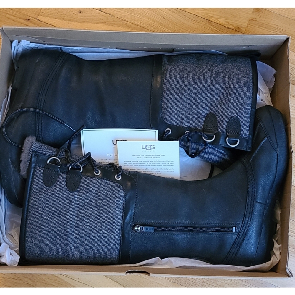 🆕️UGG Belcloud Duck Boots Black Waterproof Hiking Gorpcore Sz 8.5 Indie Sleeze - Picture 3 of 14